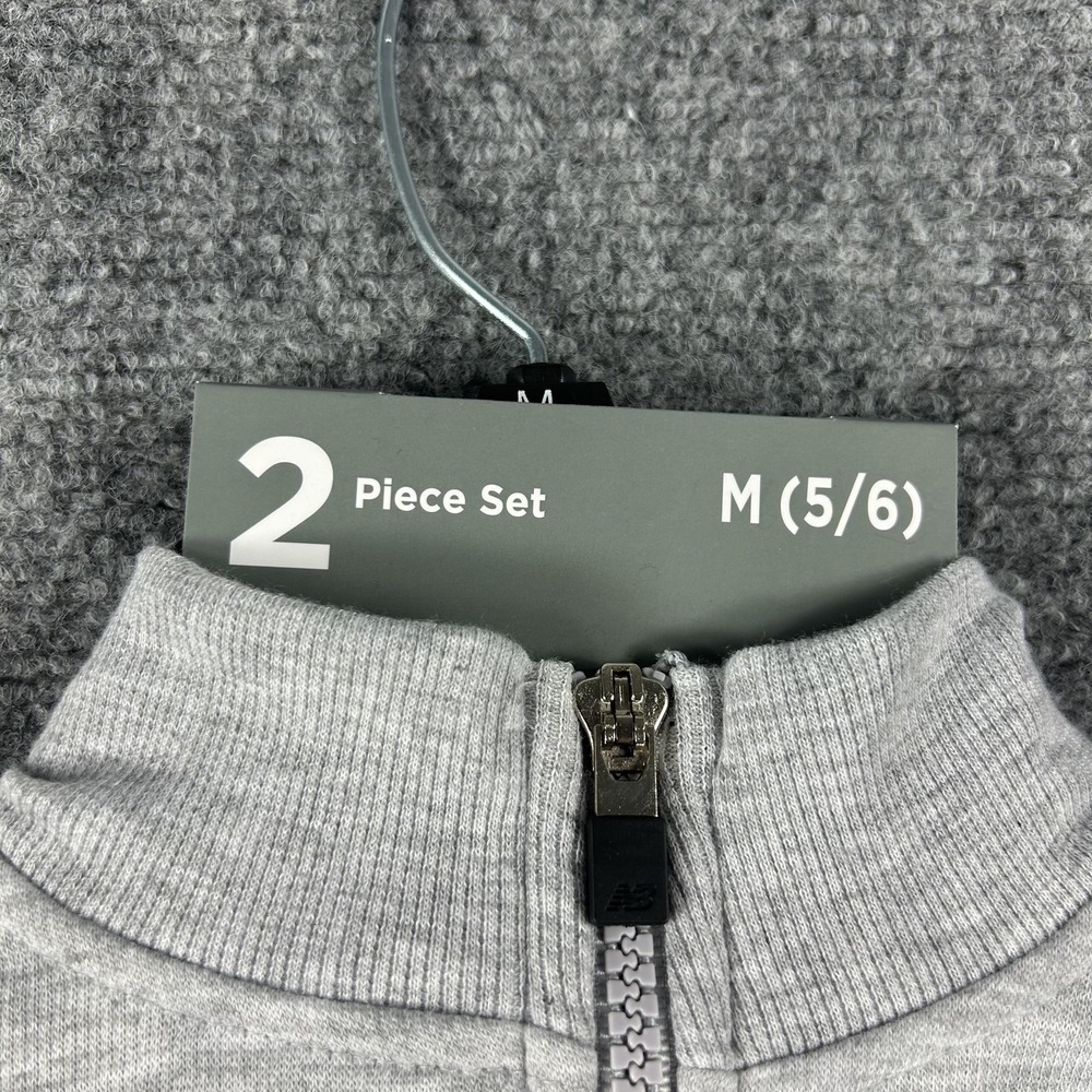 New Balance Fleece Sweatsuit Set Girls 5/6 Gray 2 Piece Quarter Zip Pants Outfit - Picture 6 of 9